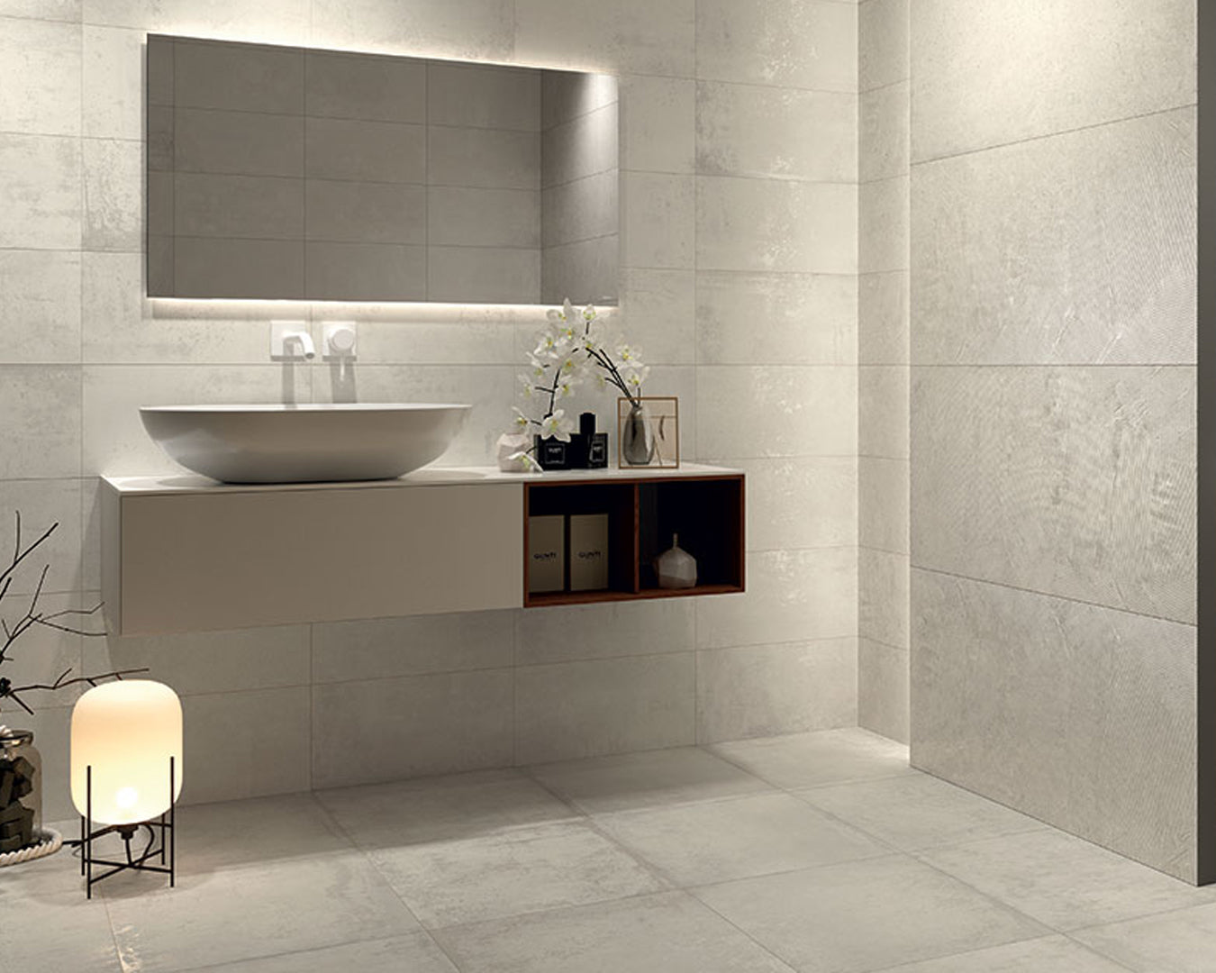 Castelvetro Materika Bianco piastrella gres effetto cemento 100x100
