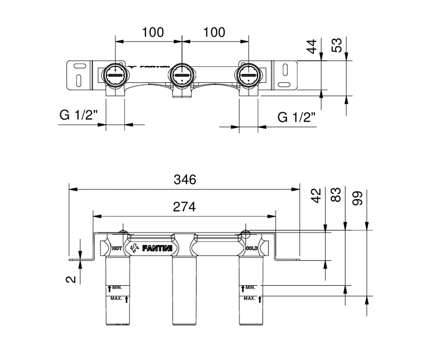 Fantini I Balocchi parte incasso miscelatore lavabo parete