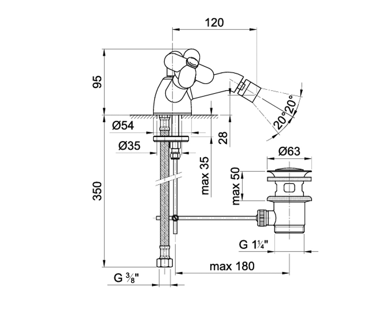 Fantini I Balocchi gruppo bidet monoforo con scarico