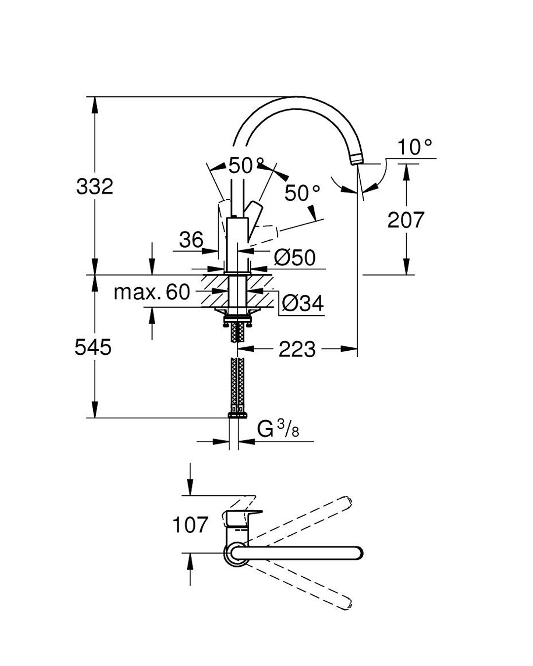 Grohe - Bauedge mix chromium sink - 31367001