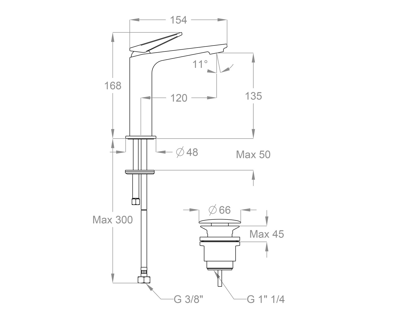FIR Juice 53 miscelatore lavabo con scarico clic-clac