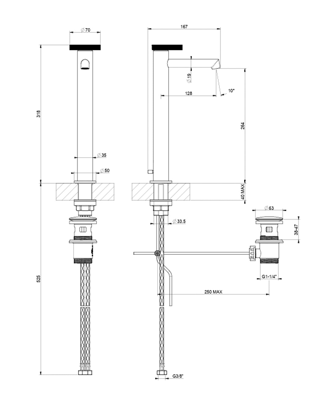 Gessi Anello Miscelatore alto lavabo bocca corta cromato