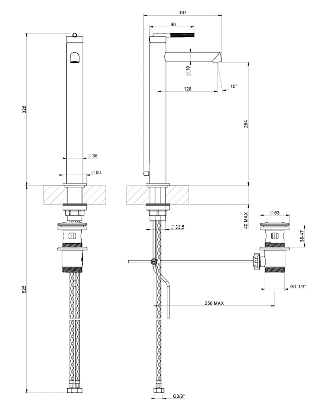 Gessi Ingranaggio Miscelatore alto lavabo cromato