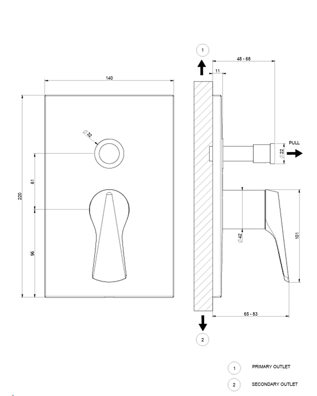 Gessi - Ventaglio Miscelatore doccia con deviatore 2 uscite parte esterna - 72079