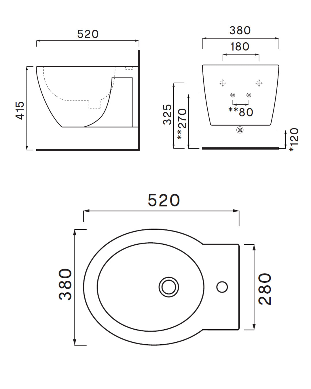 Heaven - Easy Round - Vase kit, bidet, normal closure seat, suspended shiny white