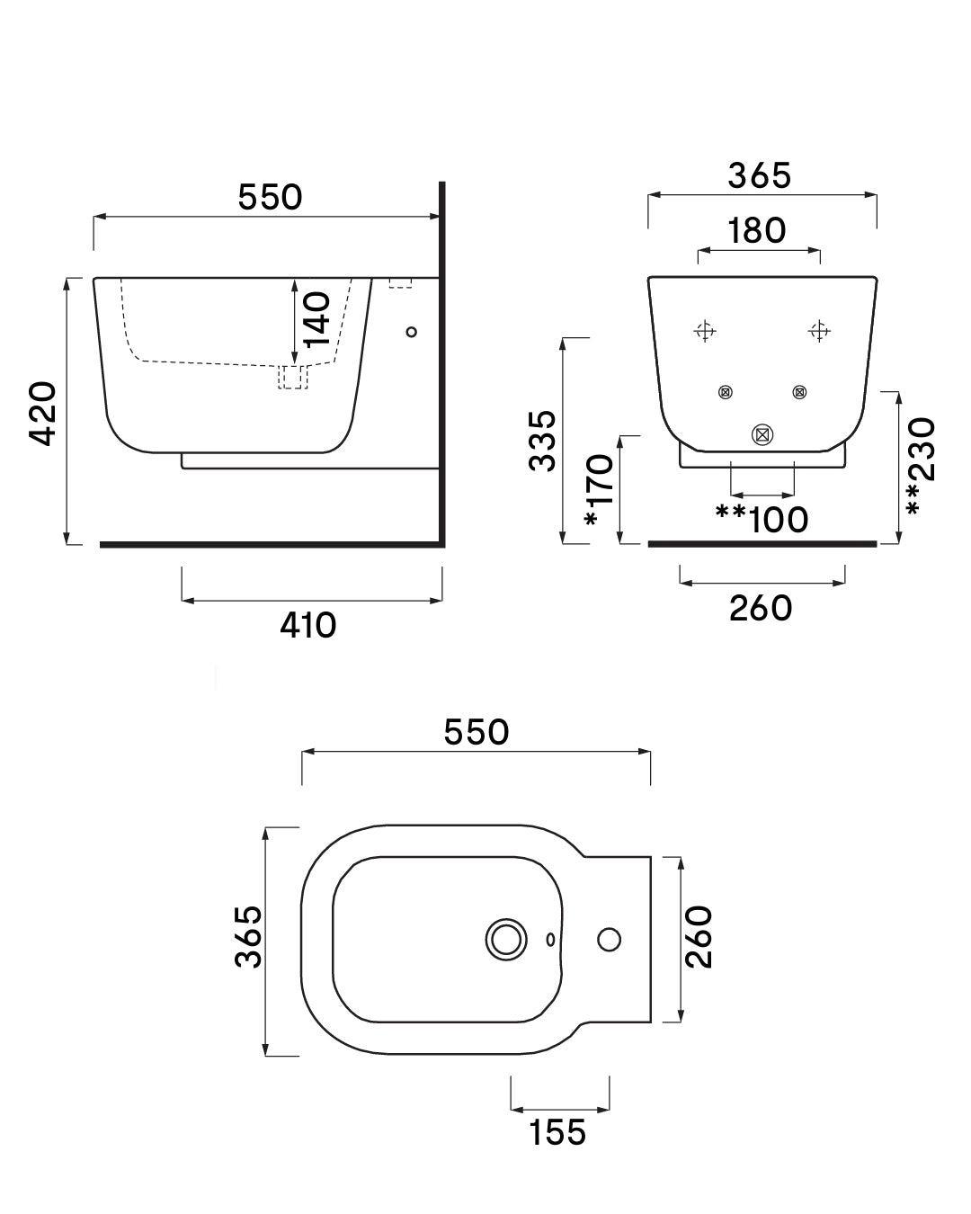 Cielo - Cubika - Kit Vaso, Bidet, Sedile soft/close, sospeso Bianco lucido