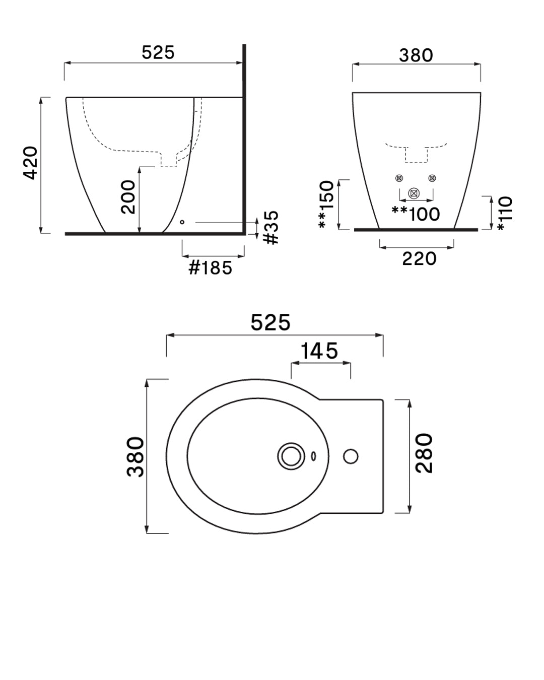 Cielo - Easy Evo - Kit Vaso, Bidet, Sedile chiusura normale, a pavimento Bianco lucido