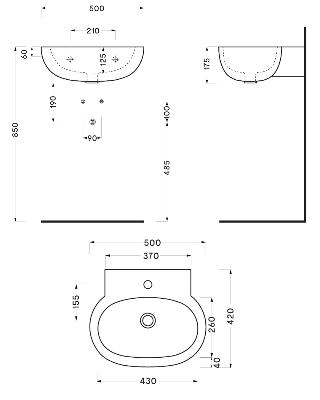 Ceramica Cielo Easy Evo lavabo monoforo bianco 50x42