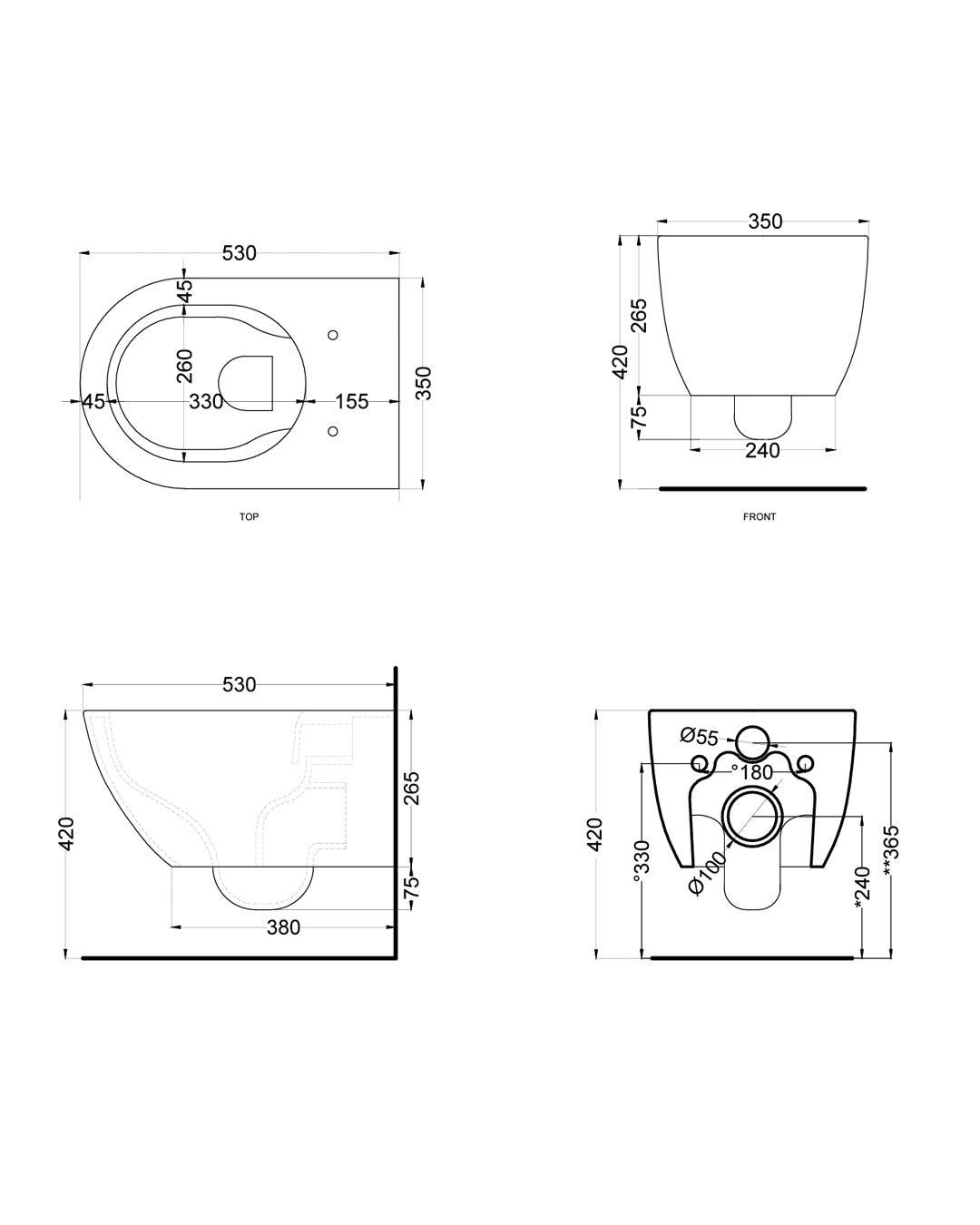 Cielo-Enjoy - Kit Vaso senza brida, Bidet, Sedile soft/close, sospeso Talco