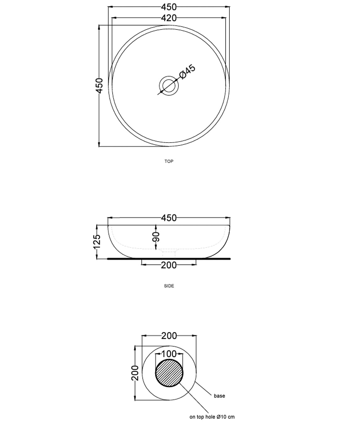 Ceramica Cielo - Shui Comfort Bacinella supporting 45 cm - Shba45