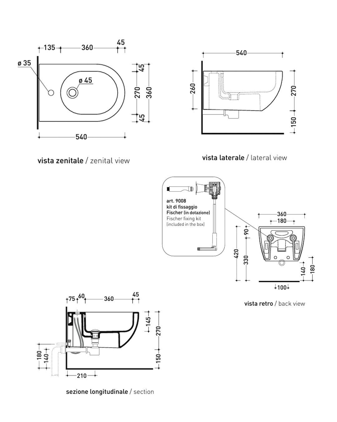 Flaminia ceramic app bidet suspended milk - ap218lat