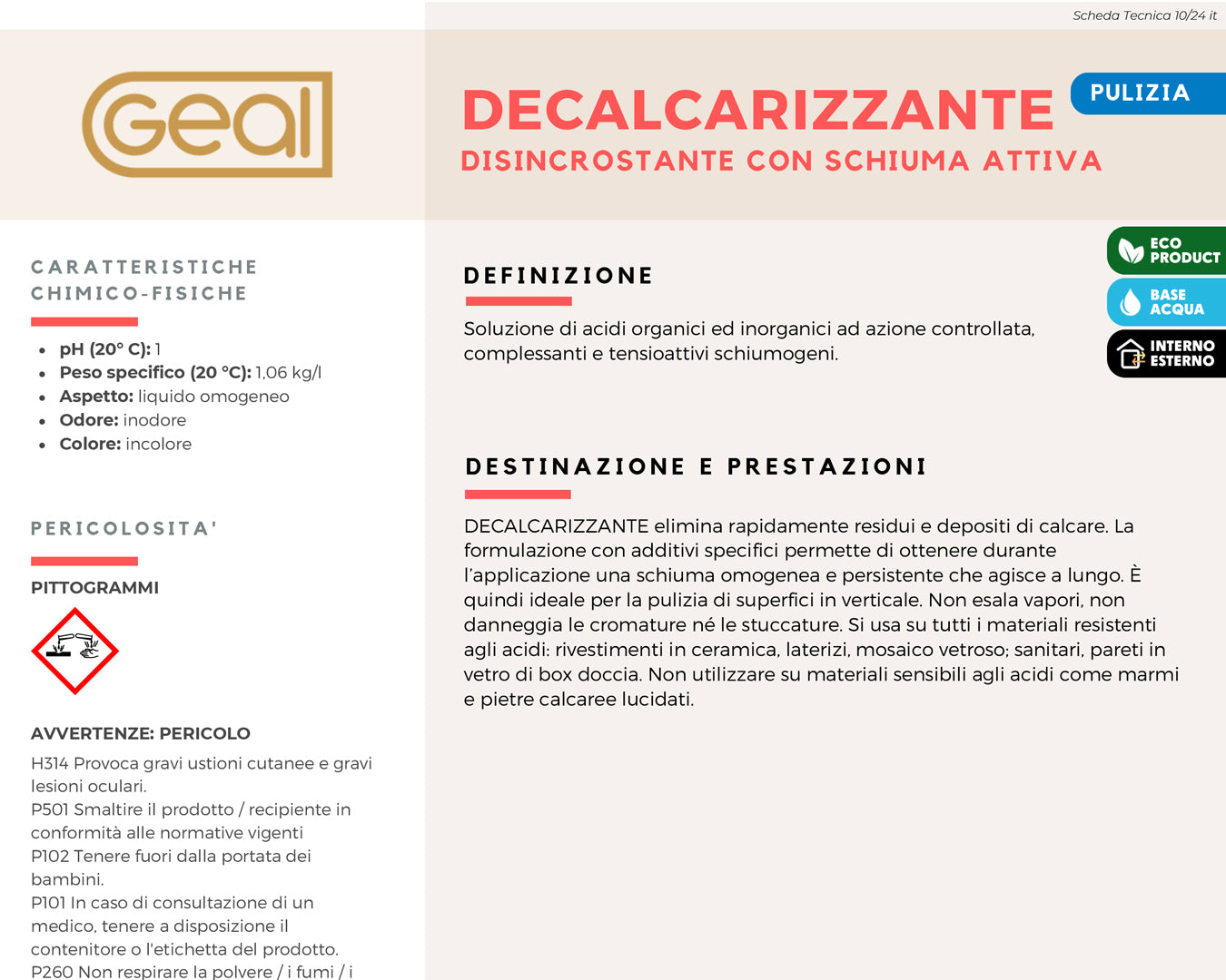 Geal - Decalcarizzante disincrostante con schiuma attiva 750 ml