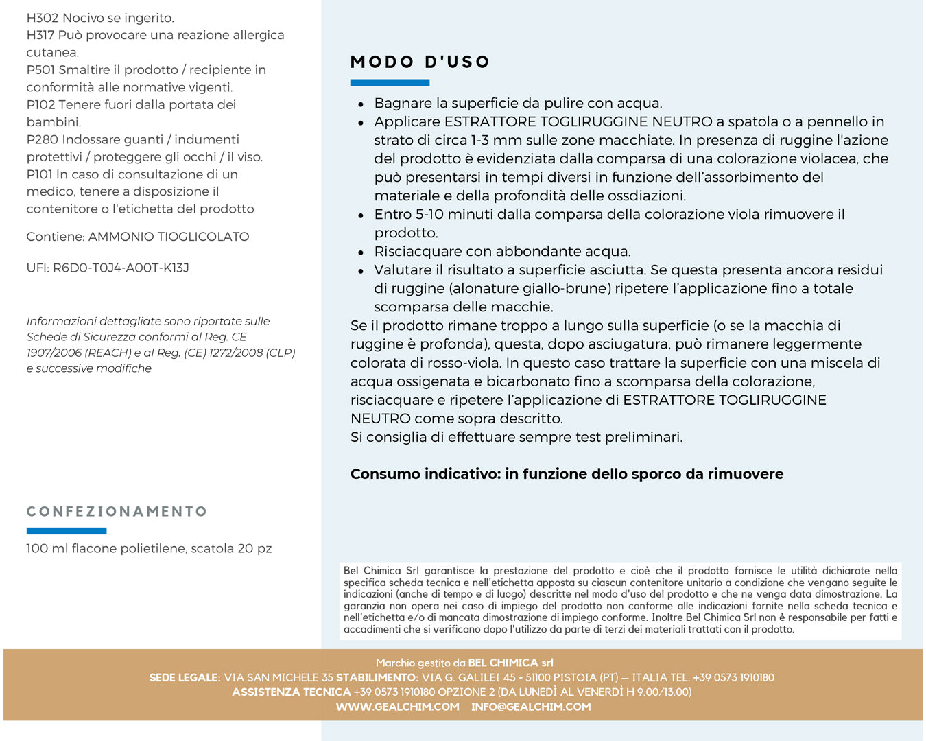 Geal Estrattore Togliruggine neutro pietra marmo cemento 100ml