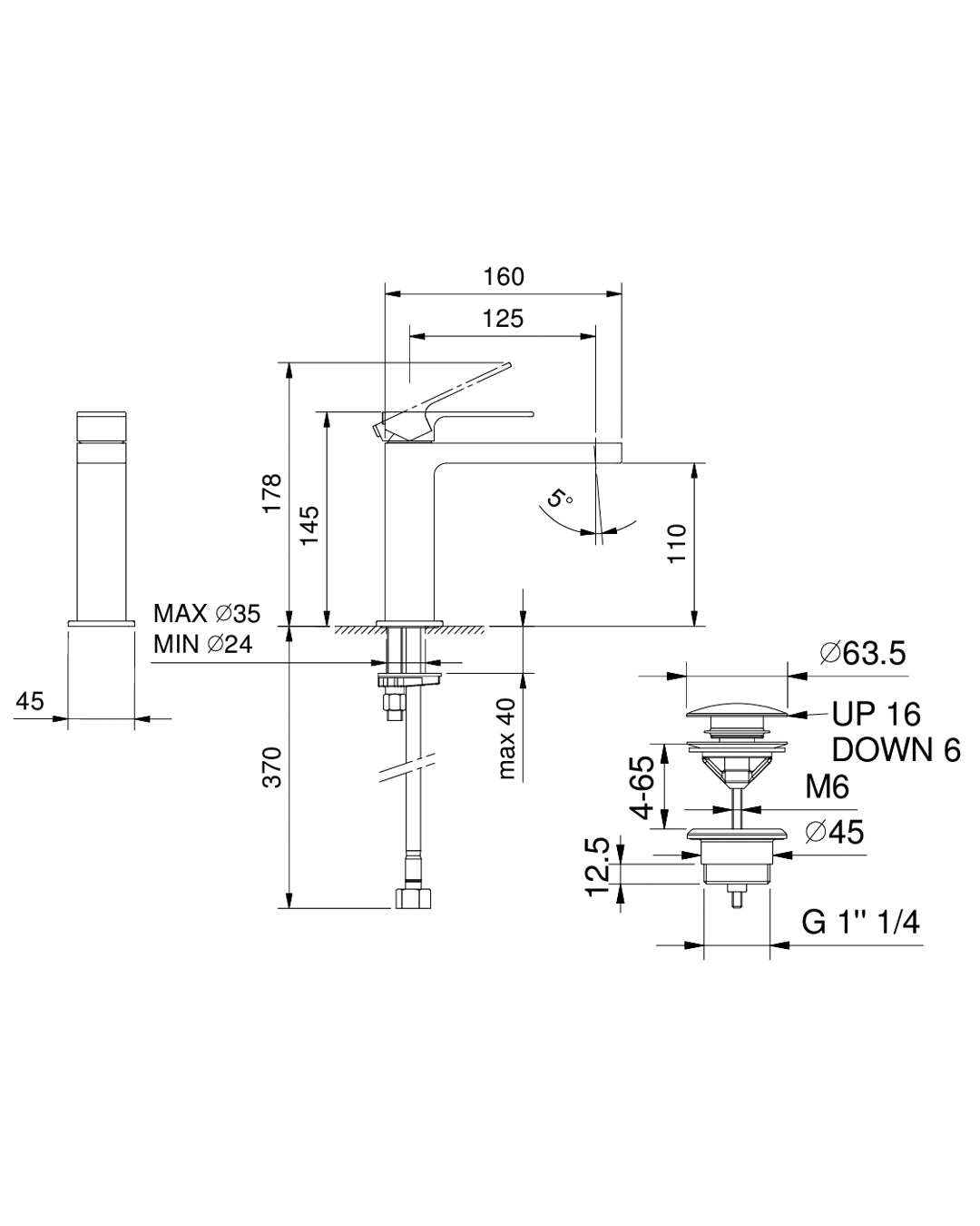 Fantini Mint Sink mixer with chromium exhaust - 3402F004F