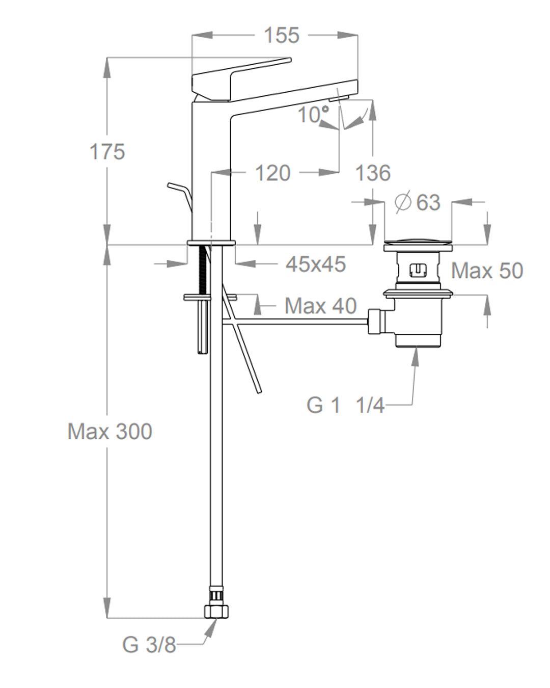 FIR Italia Kelio 63 Miscelatore lavabo con scarico cromo