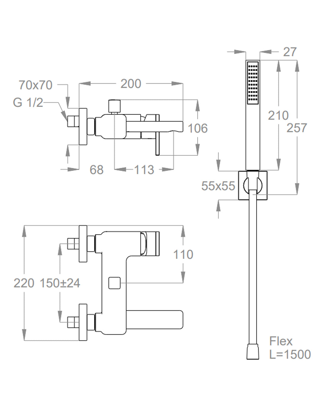 FIR - Italy Kelio 63 Chrome external tub mixer - 63340171000