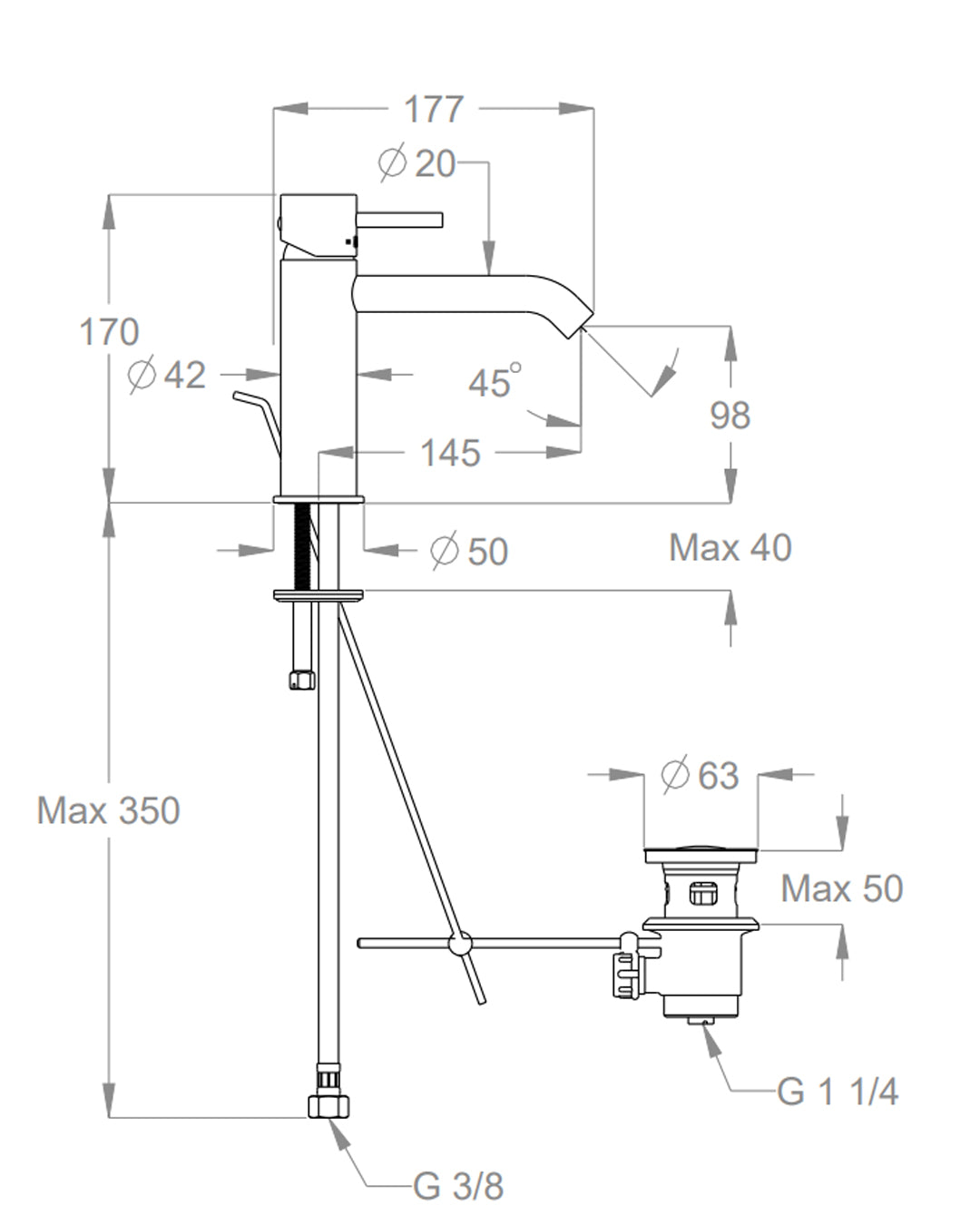 FIR - Italy Cleo 84 Washbasin mixer with Int. 145 mm chromium - 84113111000