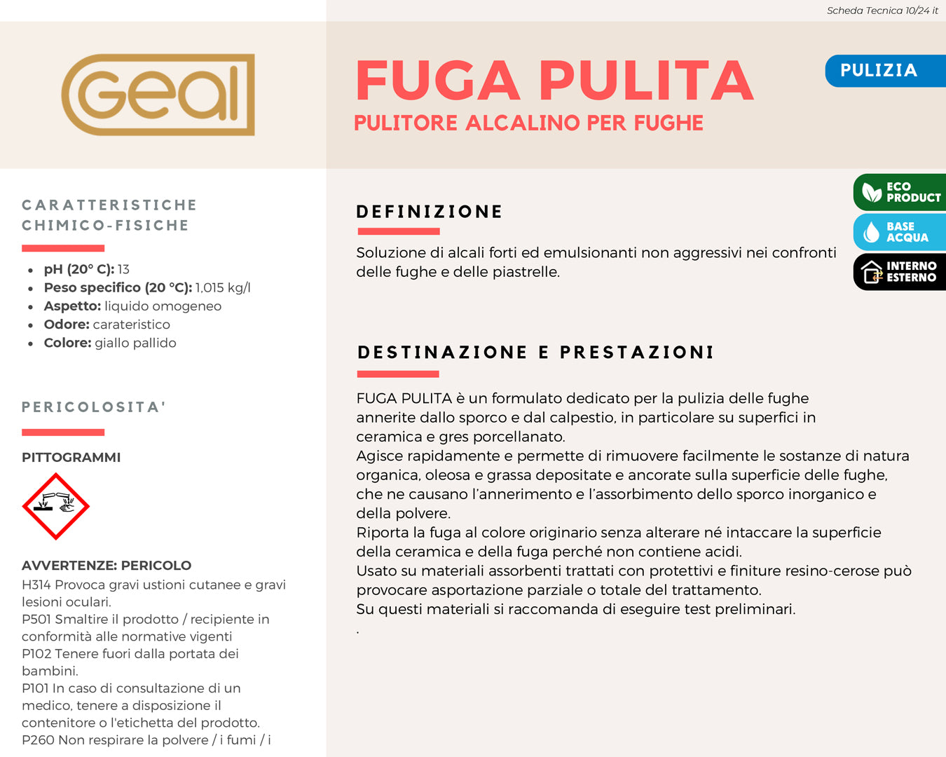 Geal Fuga Pulita pulitore alcalino fughe gres 750 ml