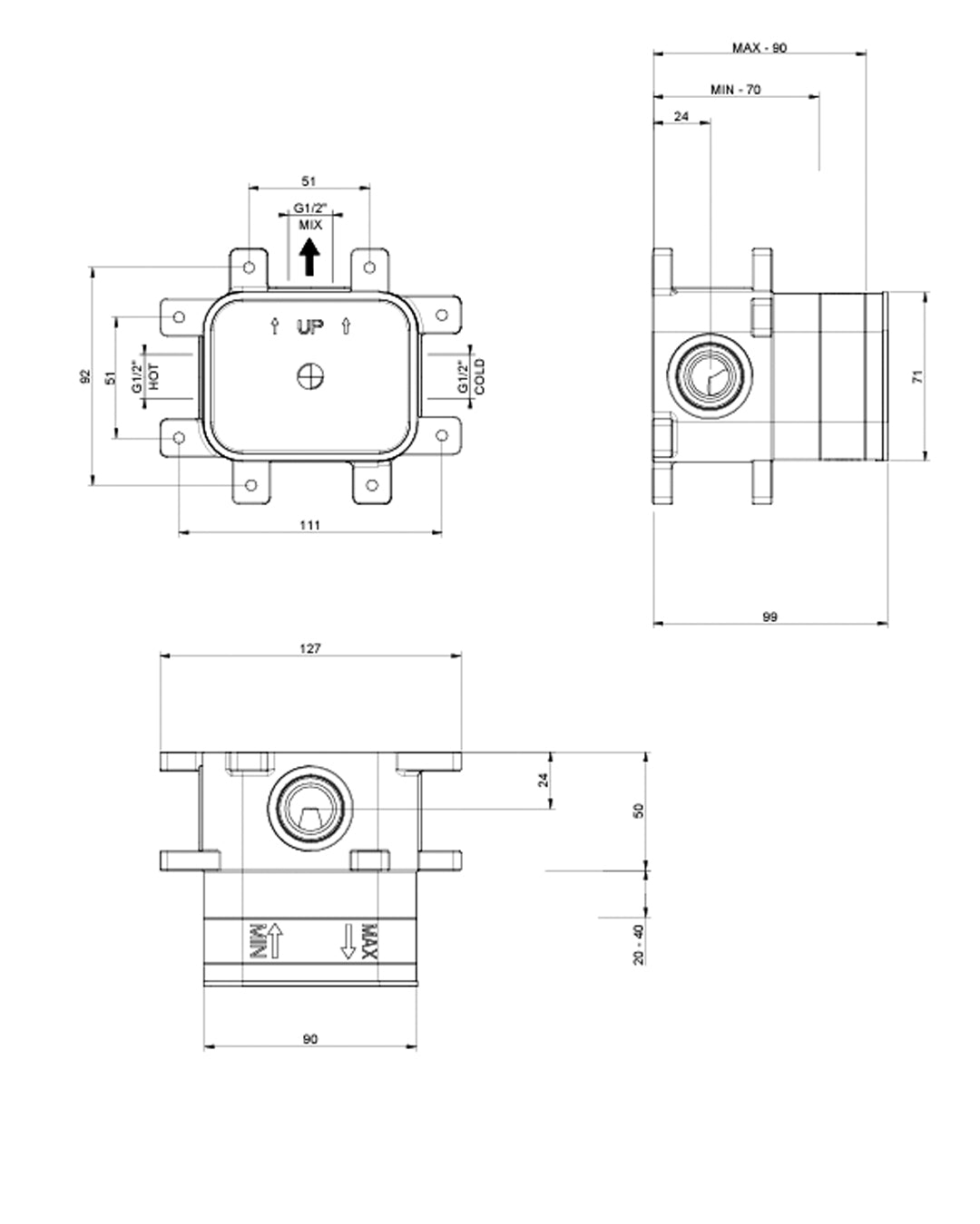 Gessi Emporio Body Recessed for shower mixer 1 way