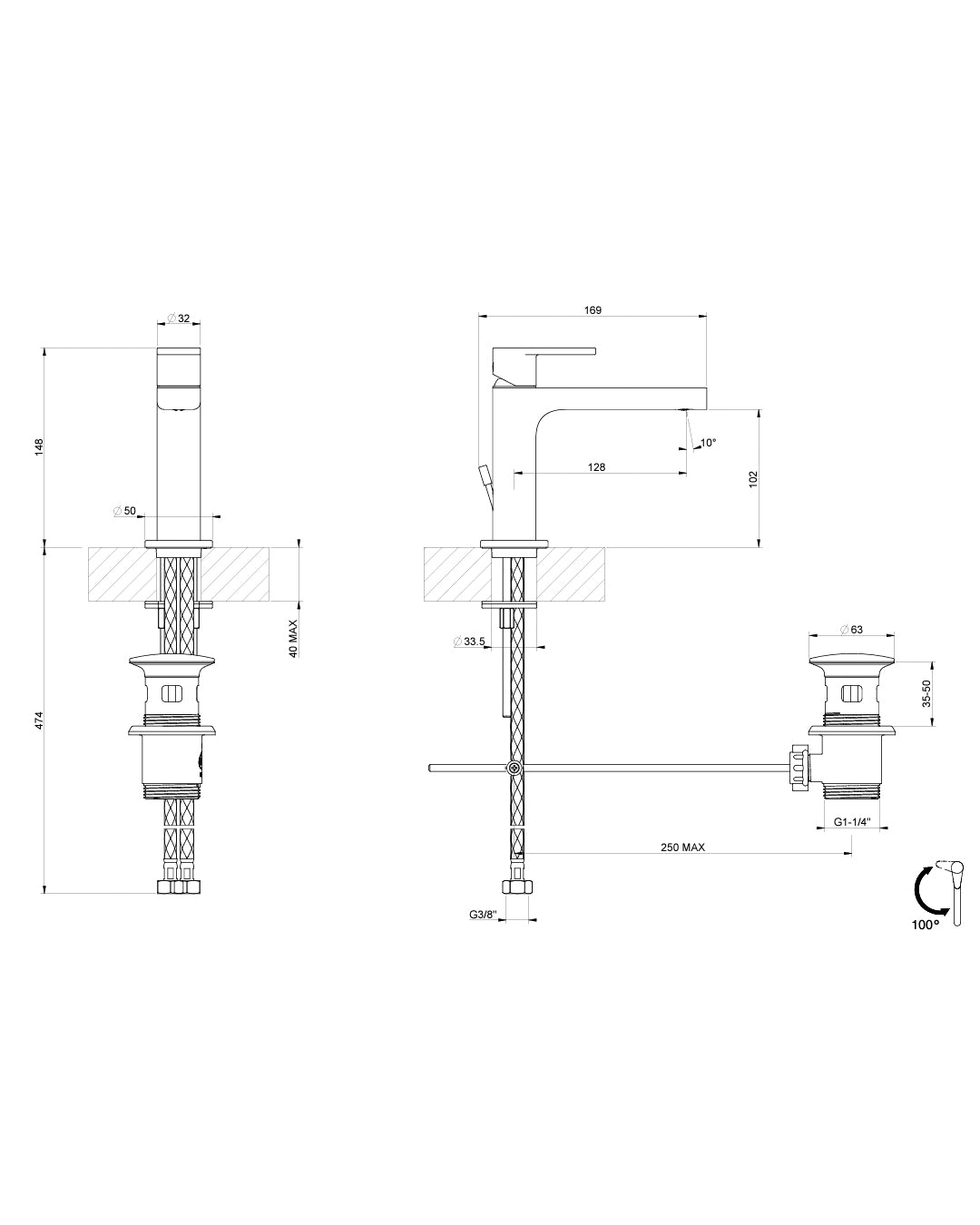 Gessi Emporio via Manzoni mixer for washbasin echo chromium