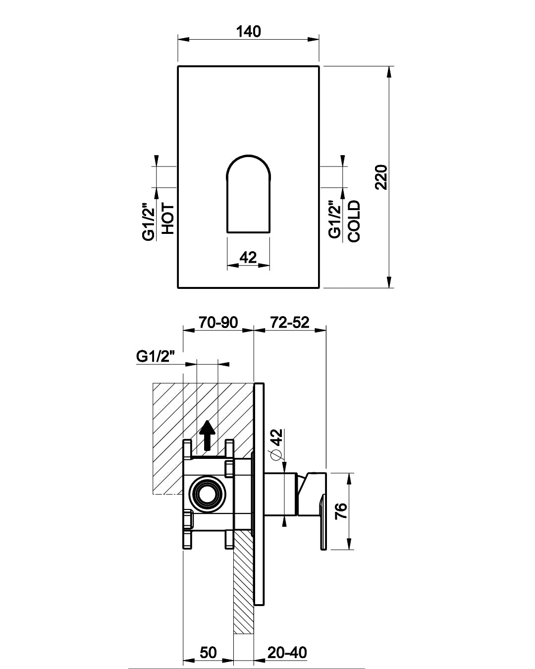 Gessi Emporio via Manzoni external part Mixer shower 1 via chromium
