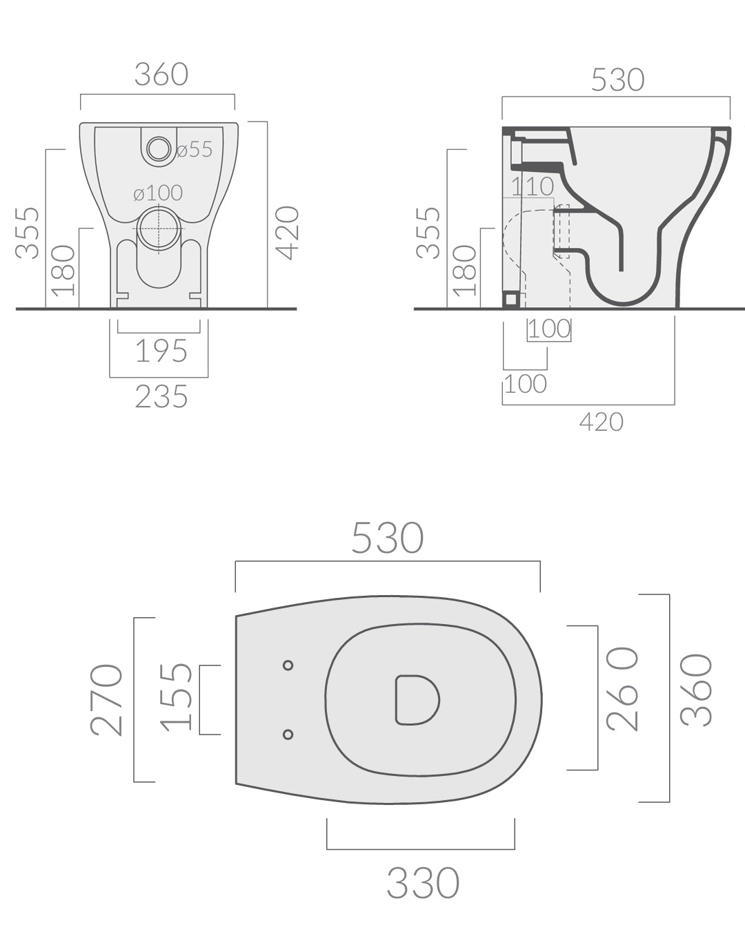 Eden Galassia WC on floor 53x36 cm white