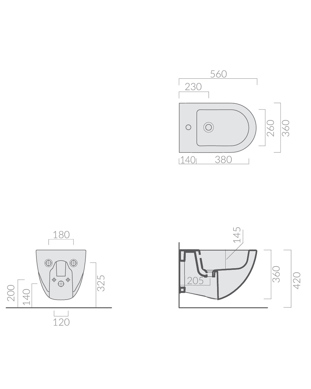 Galassia Dream bidet sospeso monoforo bianco matt 56x36 cm