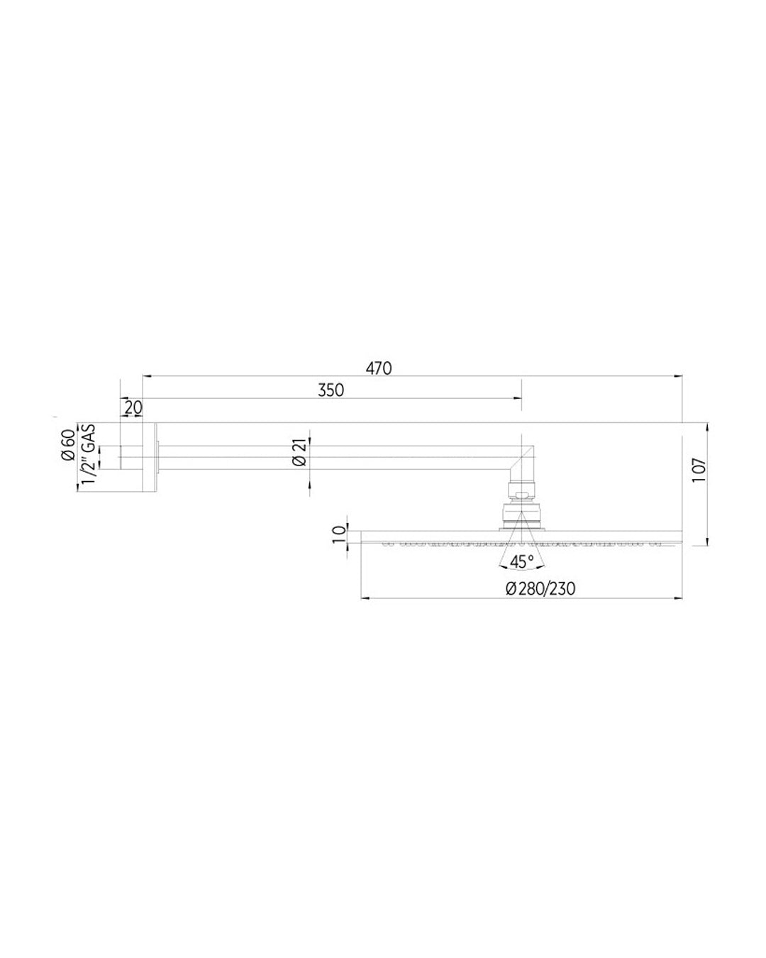 Bossini Cosmo shower shower head Ø 280 mm with 350 mm chromed arm