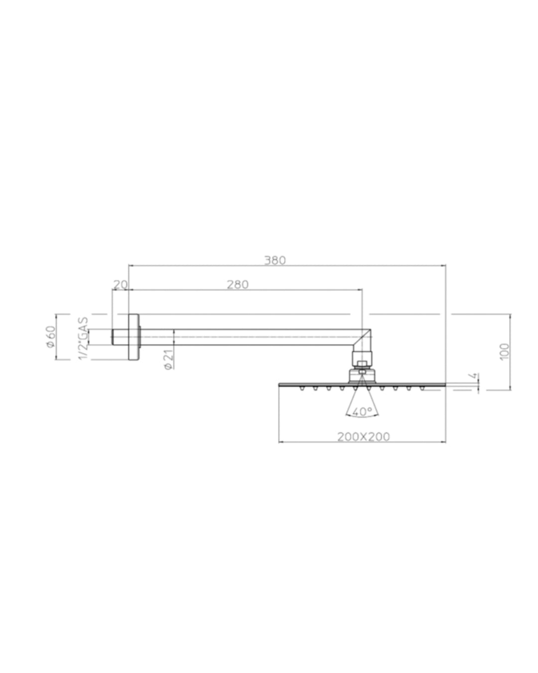 Bossini Tetis shower shower head Ø 200 mm with 300 mm chromium arm