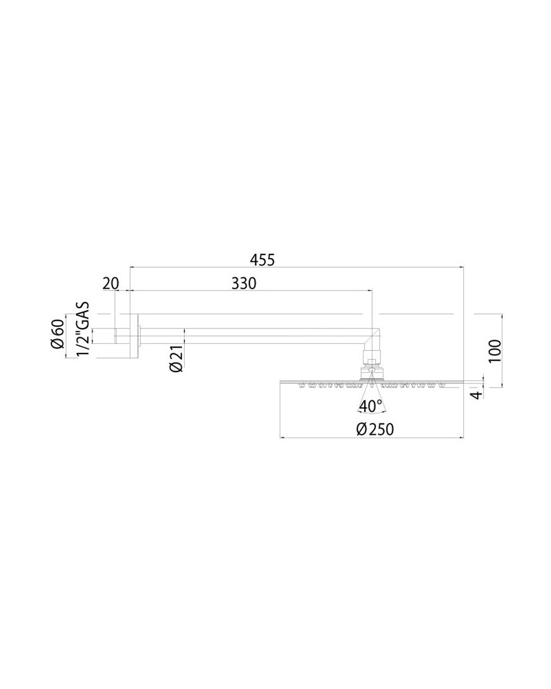 Bossini Teis shower shower head Ø 250 mm with 350 mm chromium arm