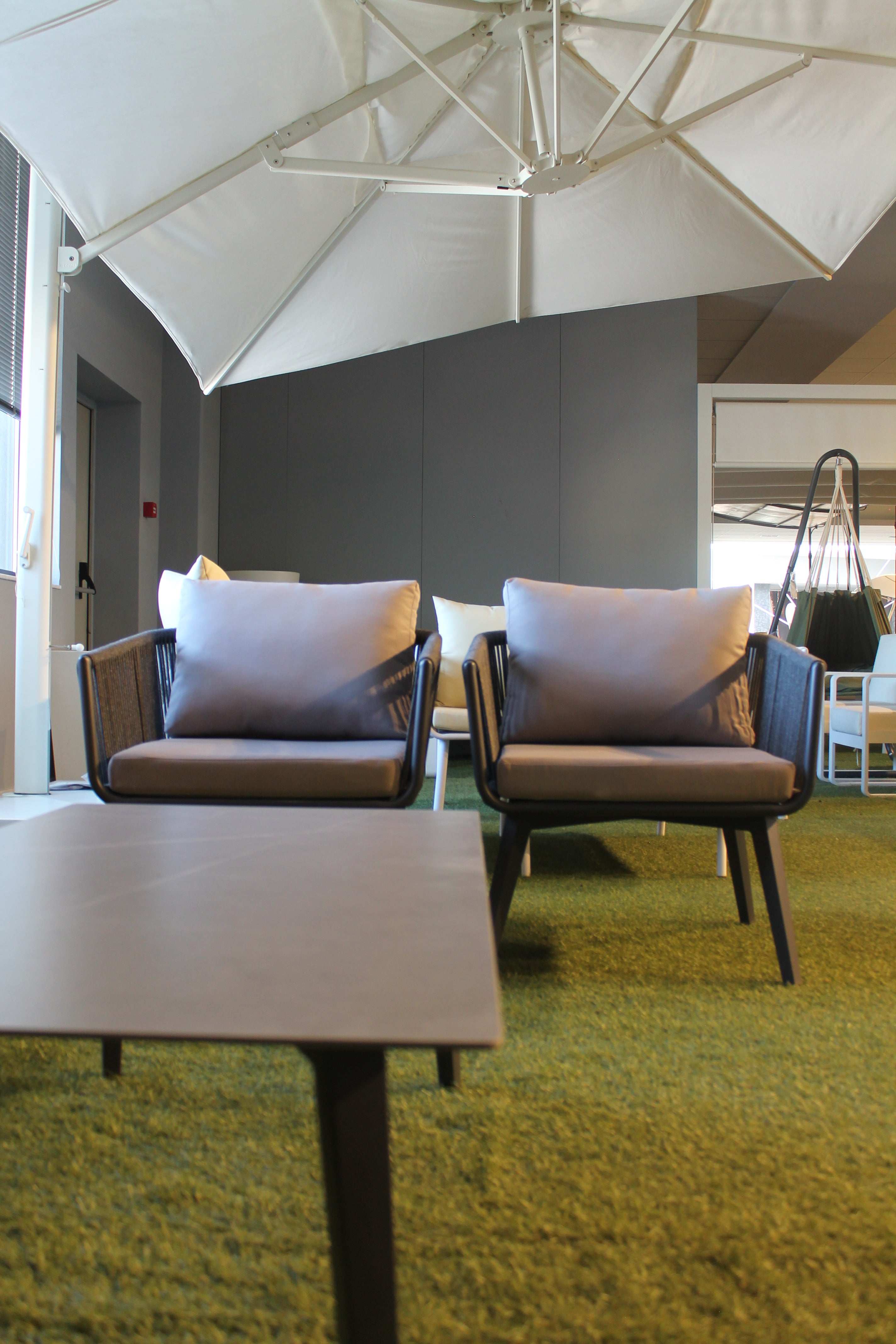 Set giardino Rope alluminio e corda tessuto grigio 3 posti