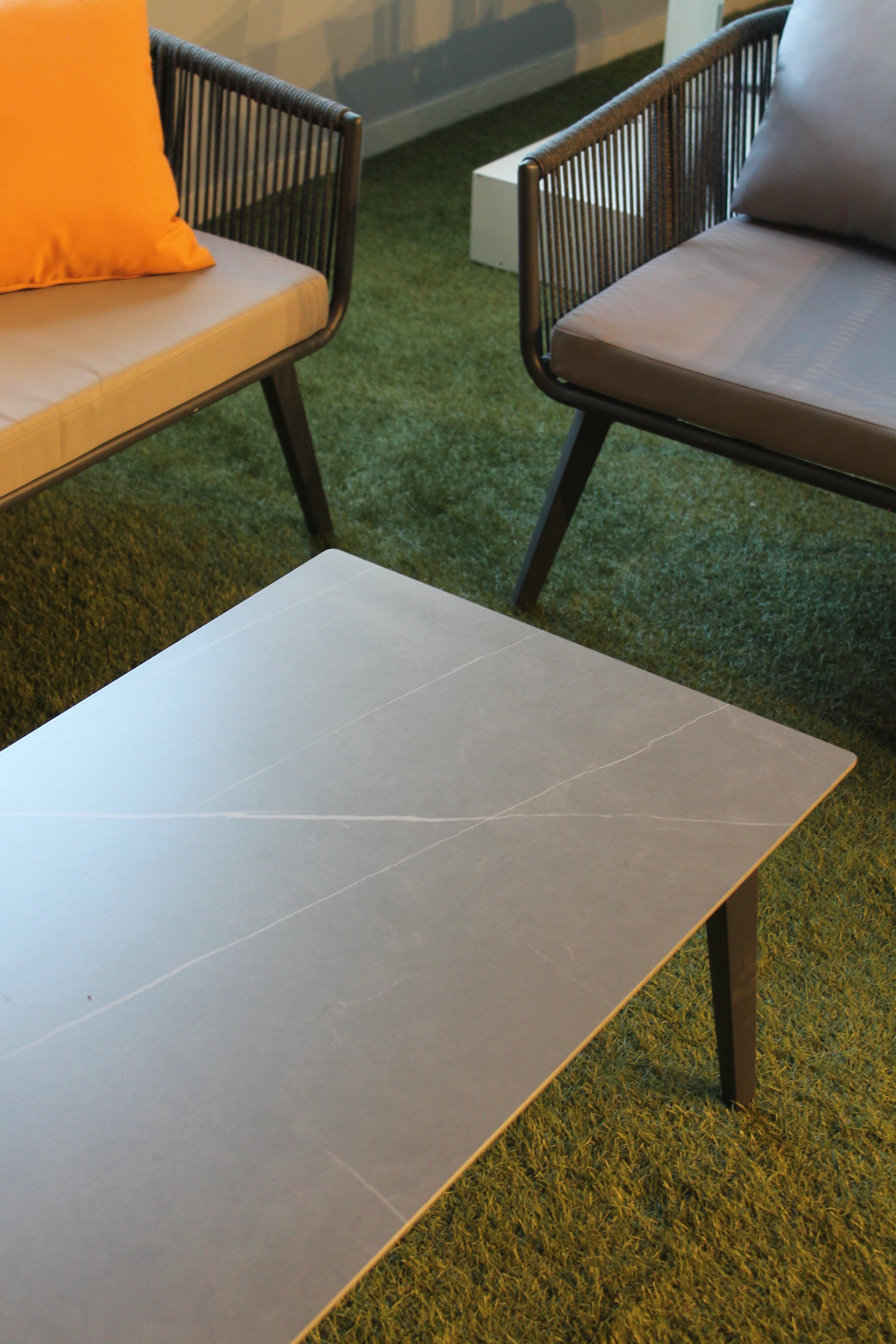 Set giardino Rope alluminio e corda tessuto grigio 3 posti