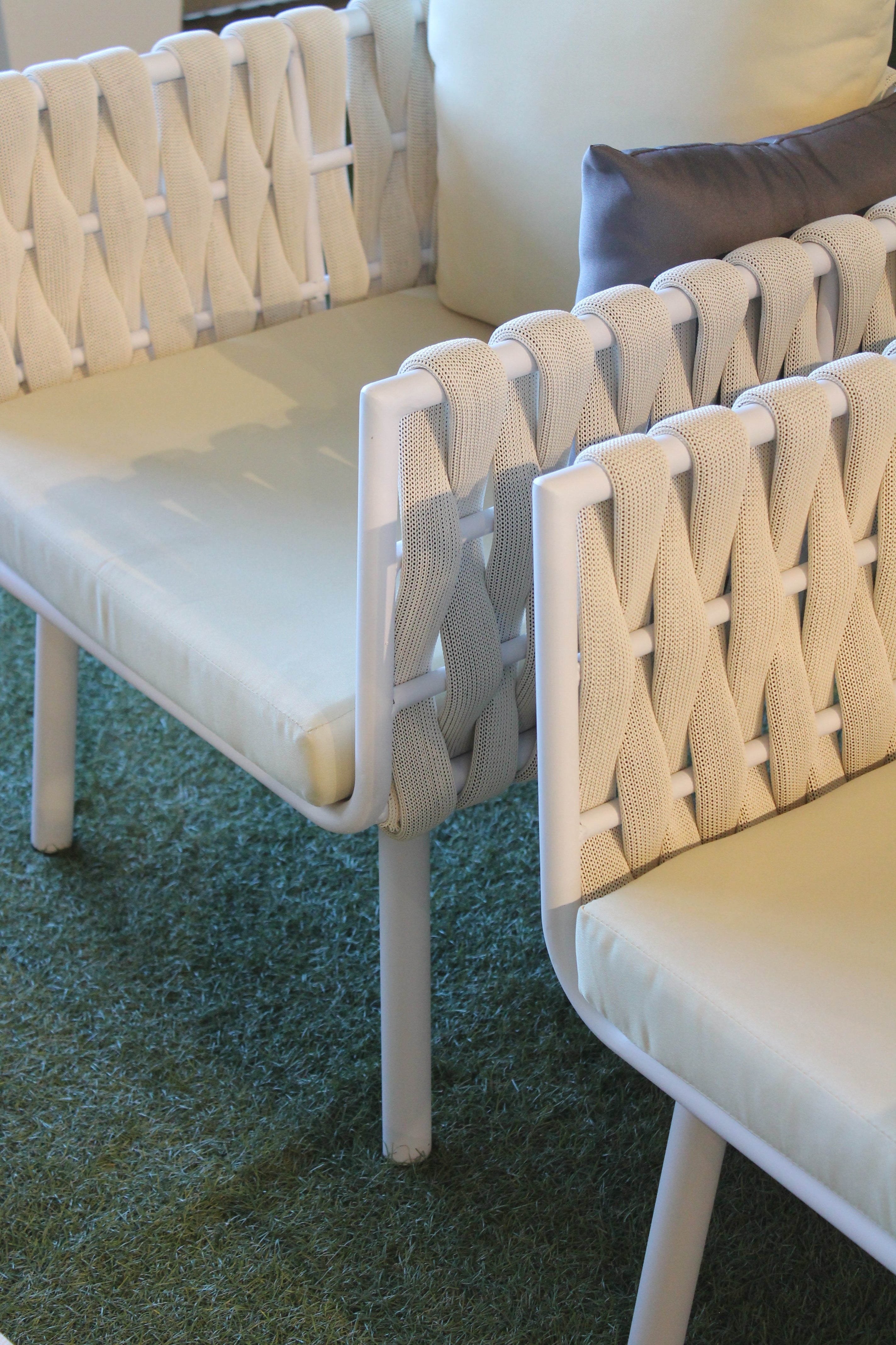 Comenido Tex Set bianco – Salotto da esterno in alluminio e corda