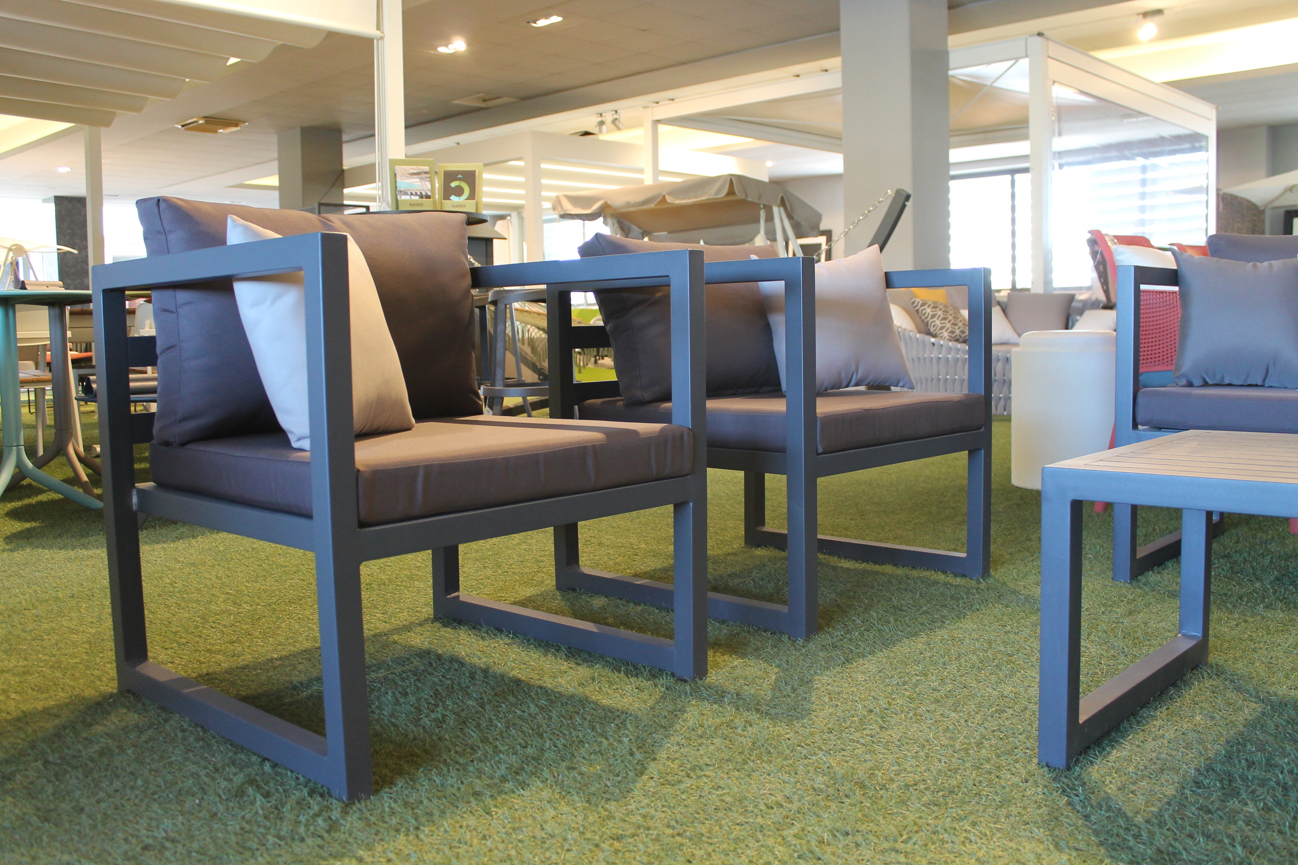 Comenido Cube Set grigio – Salotto da esterno in alluminio e corda