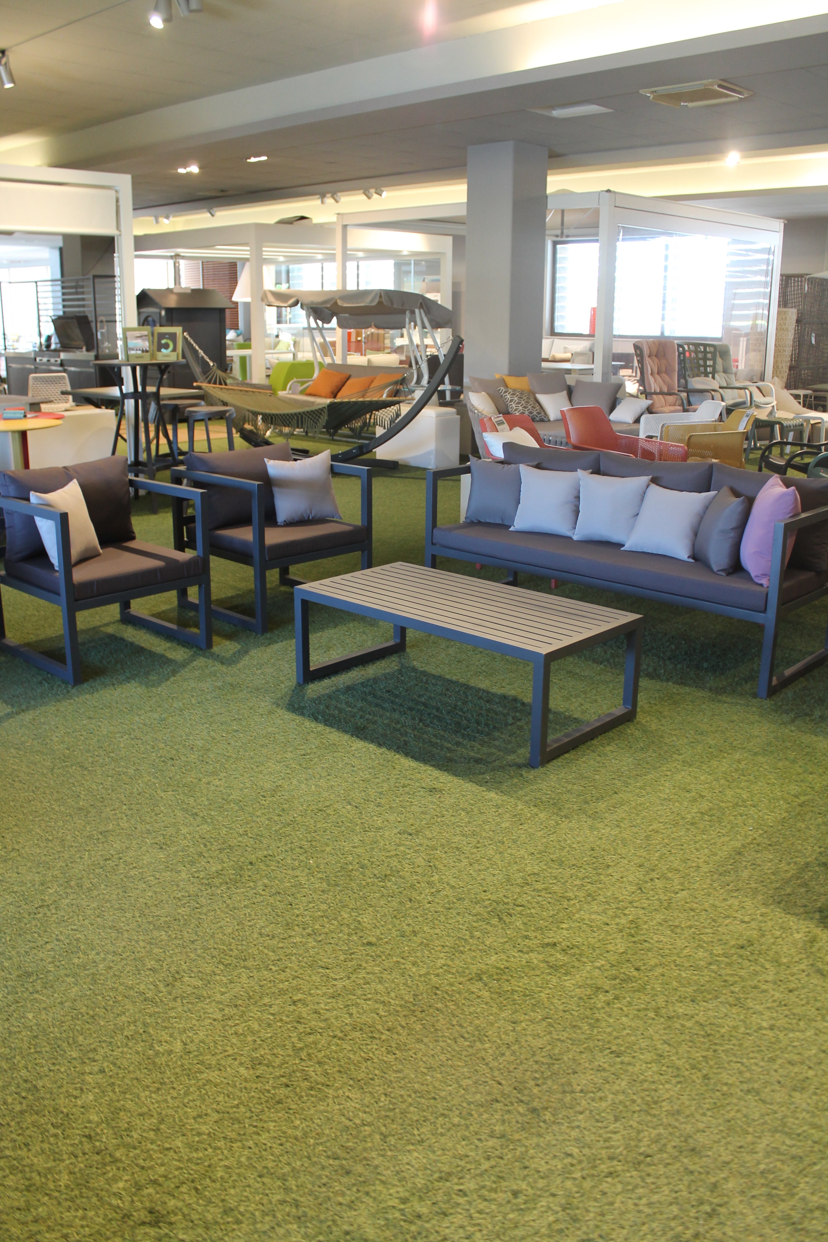 Comenido Cube Set grigio – Salotto da esterno in alluminio e corda