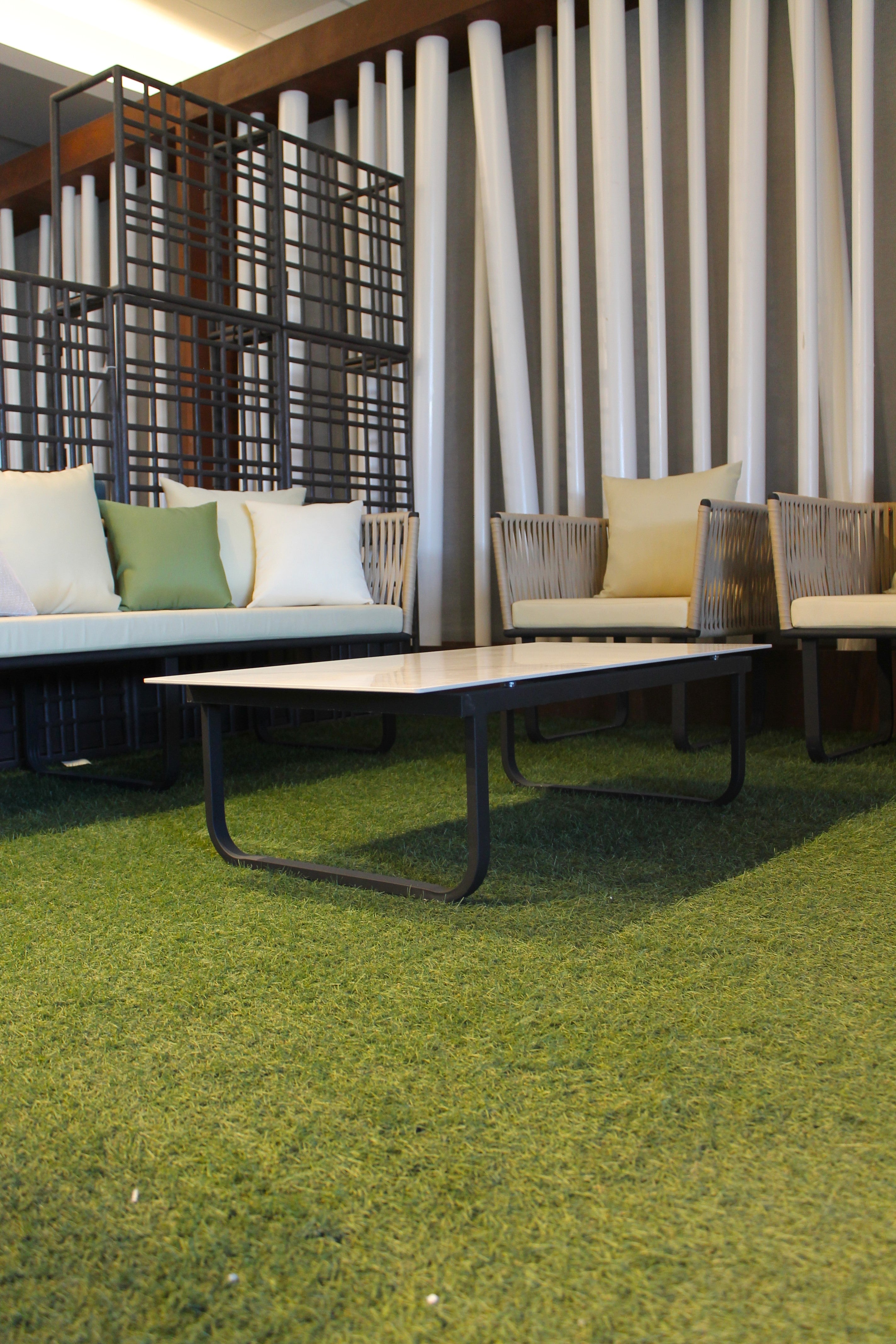 Set giardino Rope alluminio e corda tessuto beige 3 posti