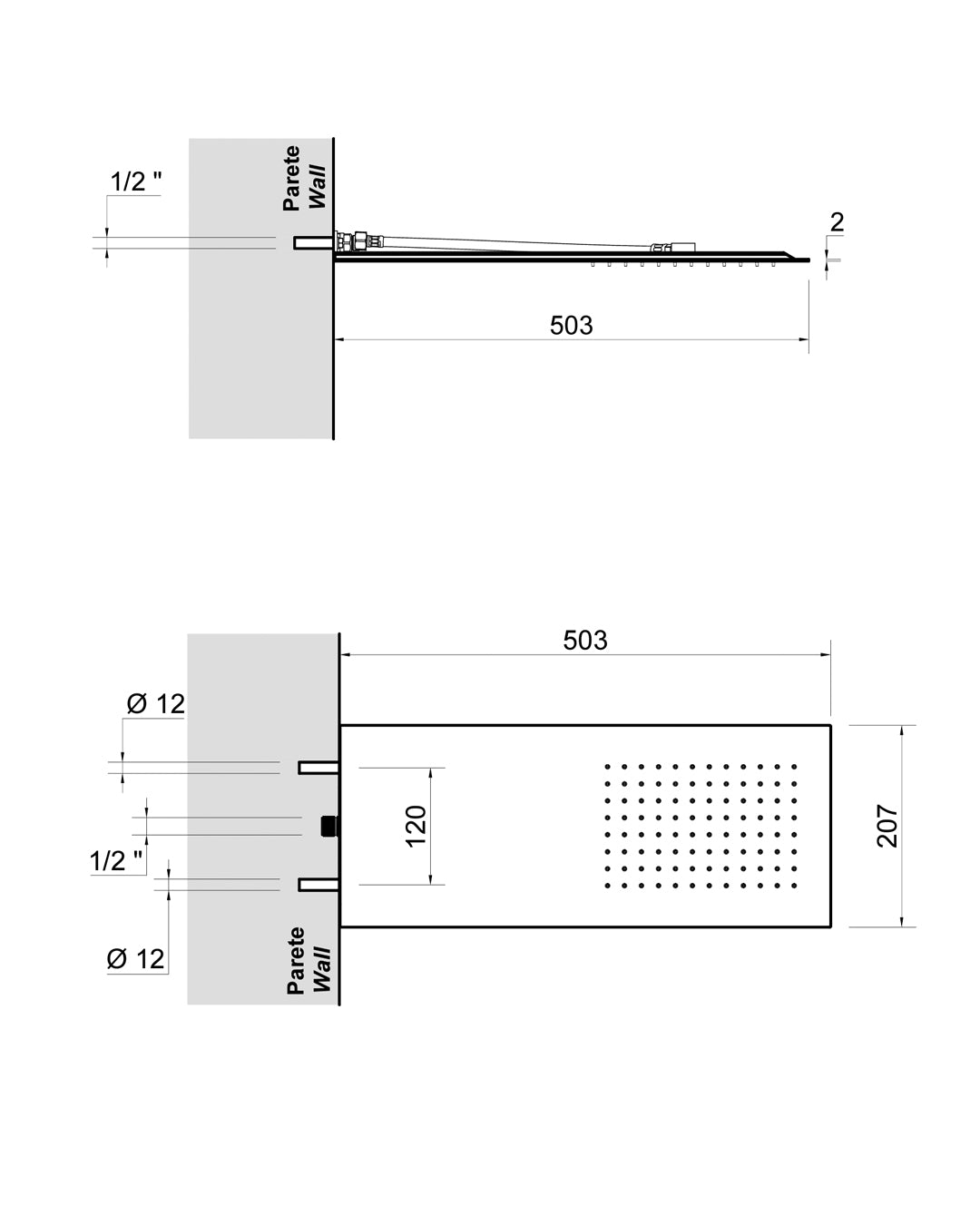 Antonio Lupi - Lastallul Softione with two -way wall 50x20 shiny steel