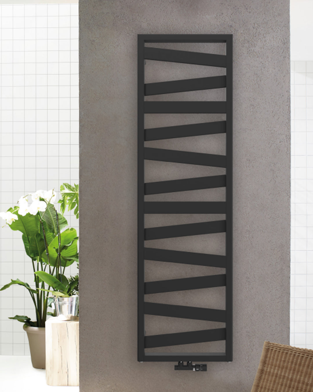 Zehnder Ribbon scaldasalviette Black MATT 180x50 design moderno