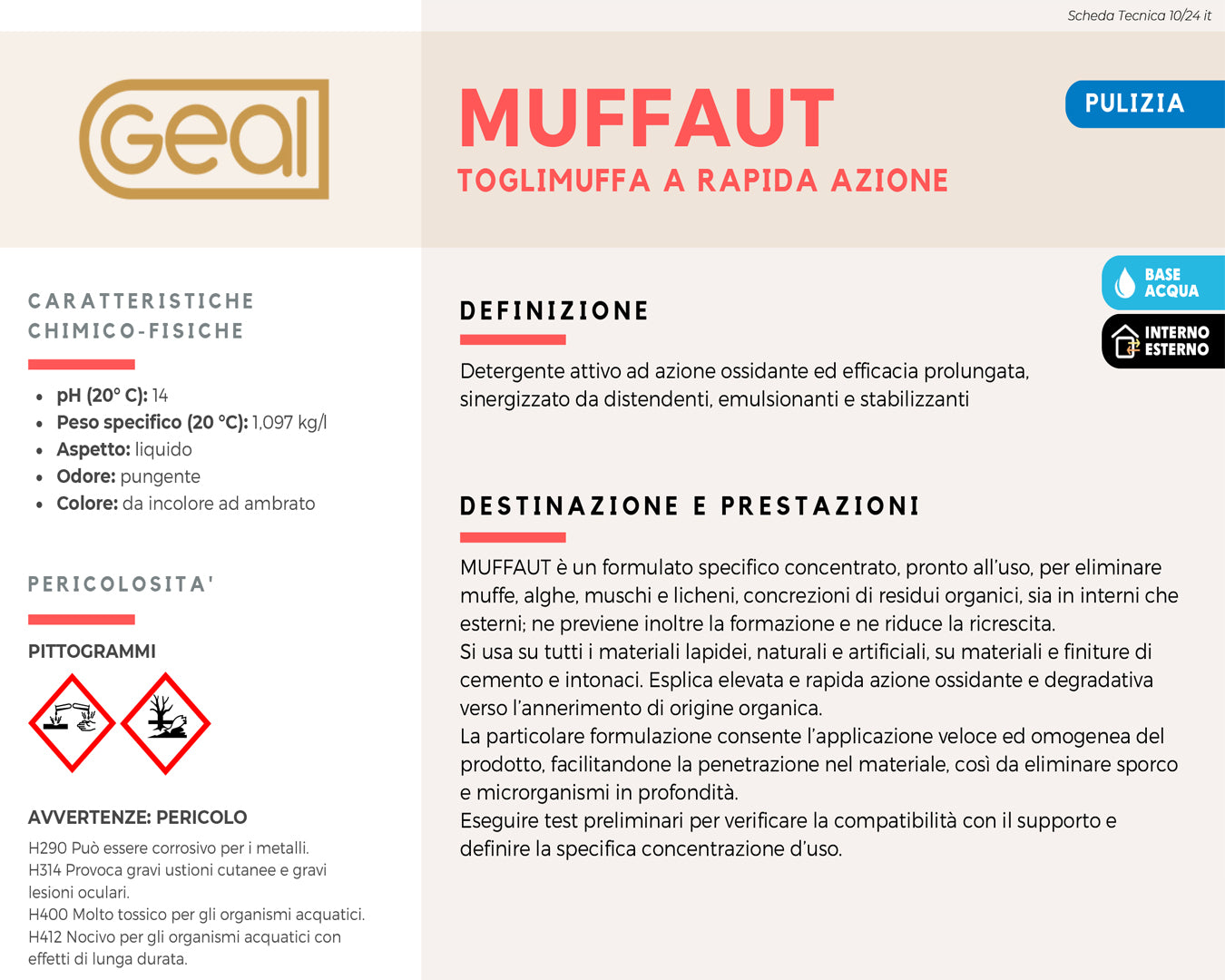 Geal Muffaut togli muffa rapido per interni ed esterni 0,75 lt