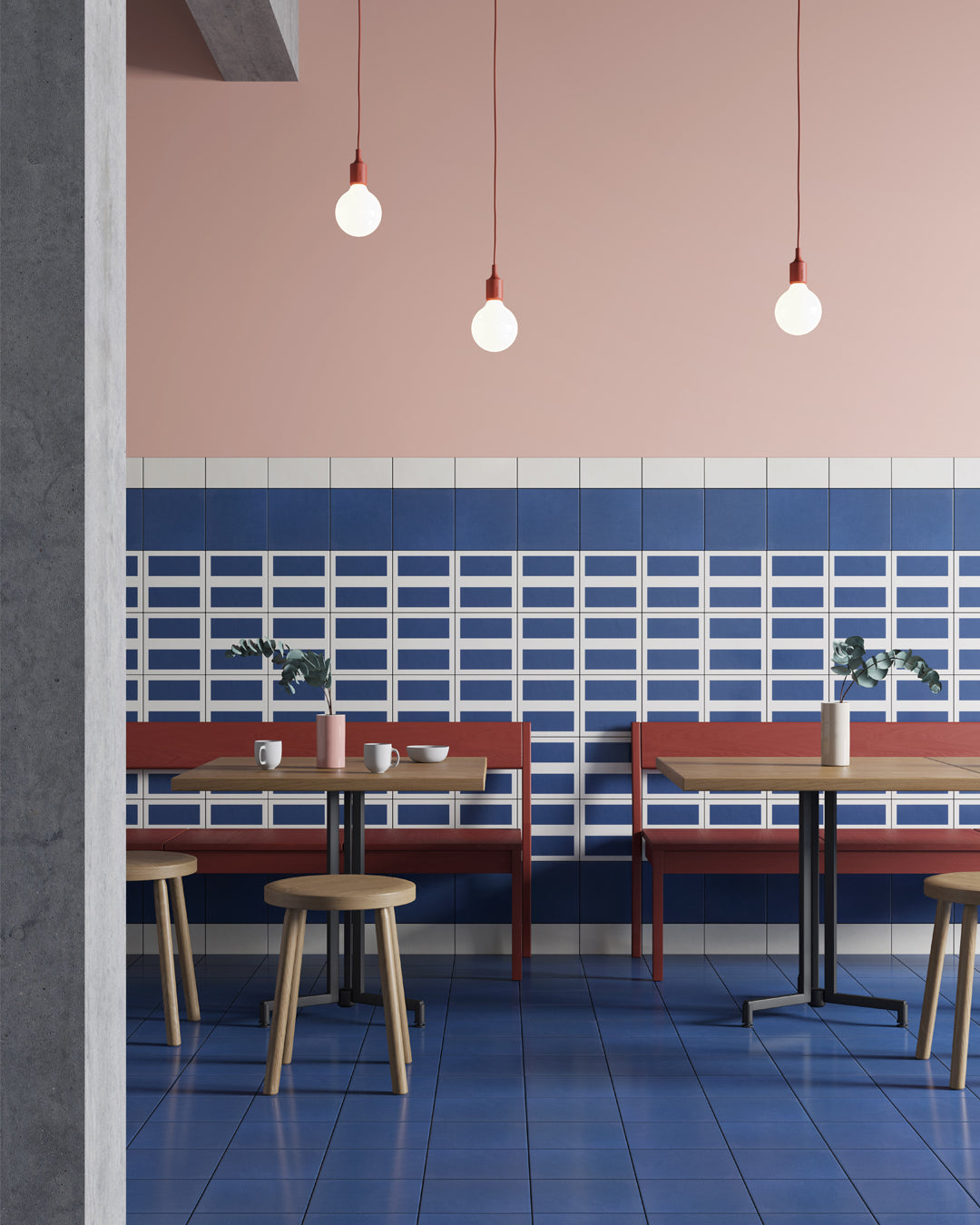 Mutina - Margherita Tiles in enameled porcelain grés, 20.5x20.5, Double Blue - NDM25
