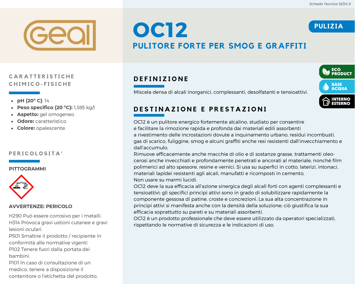 Geal OC12 pulitore forte per smog e graffiti 5 L