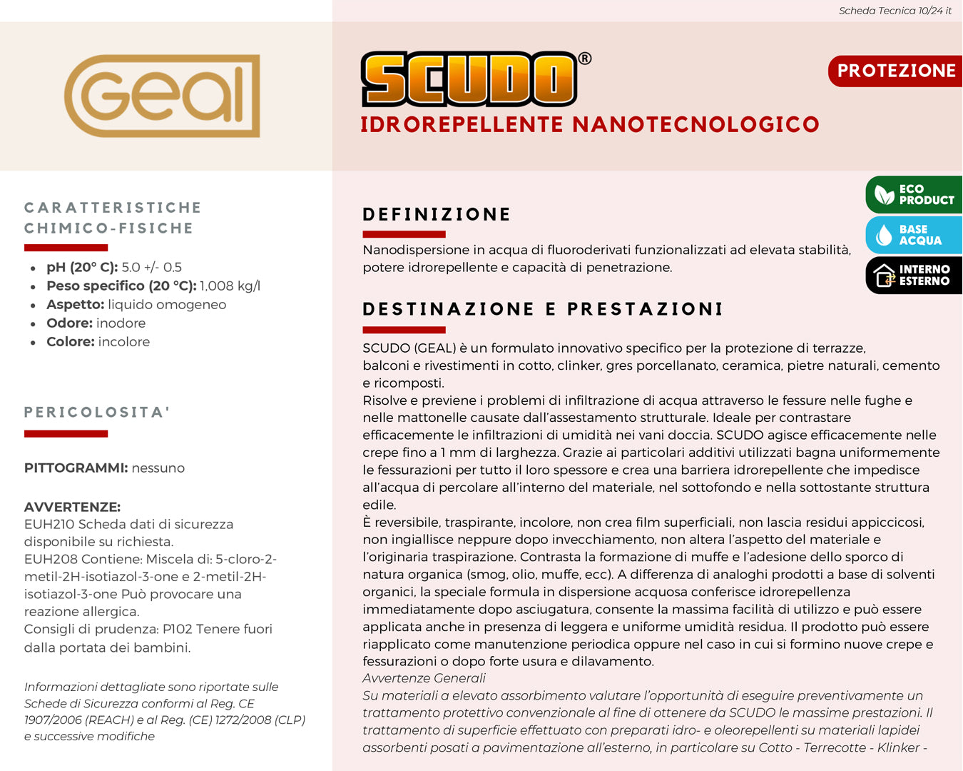 Geal Scudo idrorepellente nanotecnologico 1 L per esterni