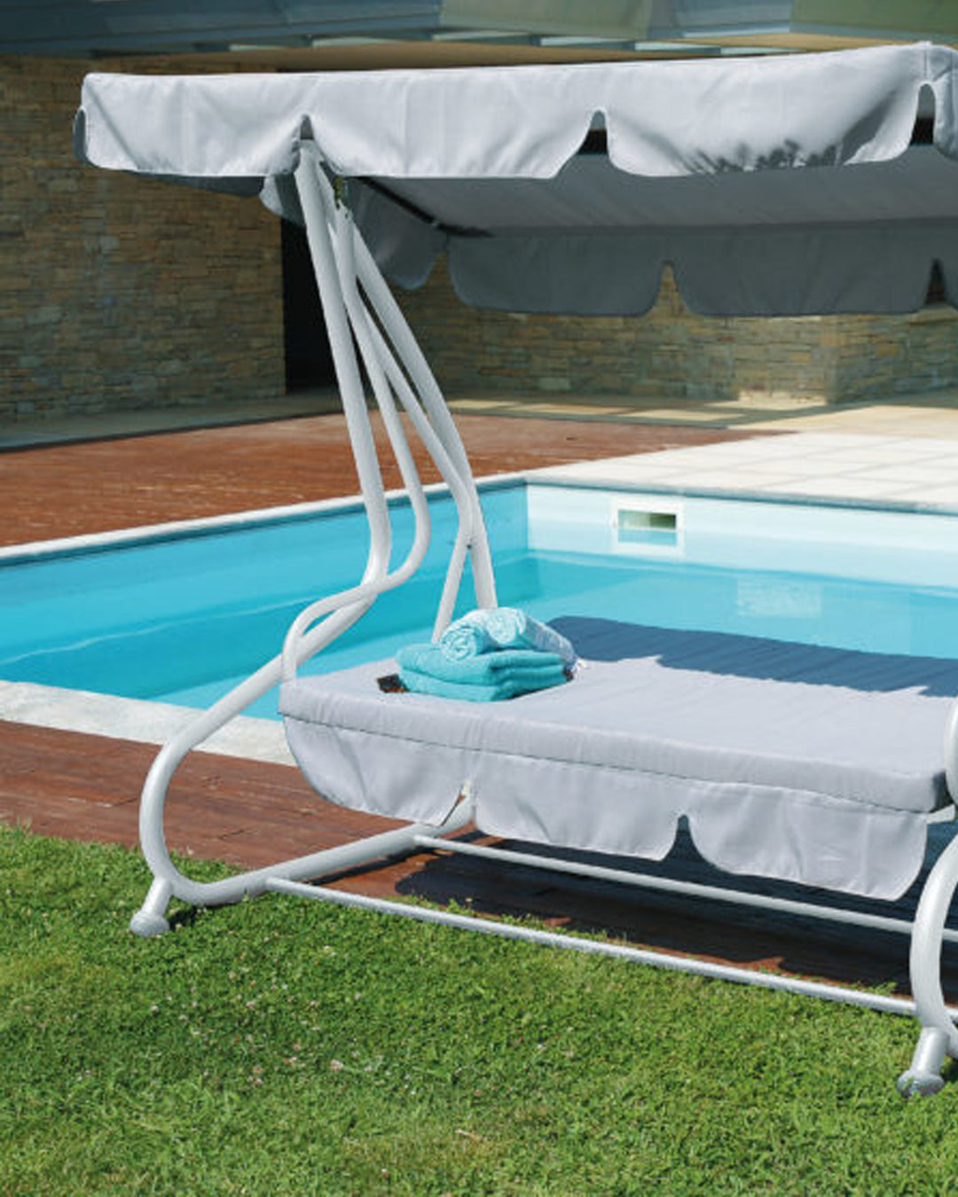 MOIA - 3-seater garden swing in light grey polyester - SV 118