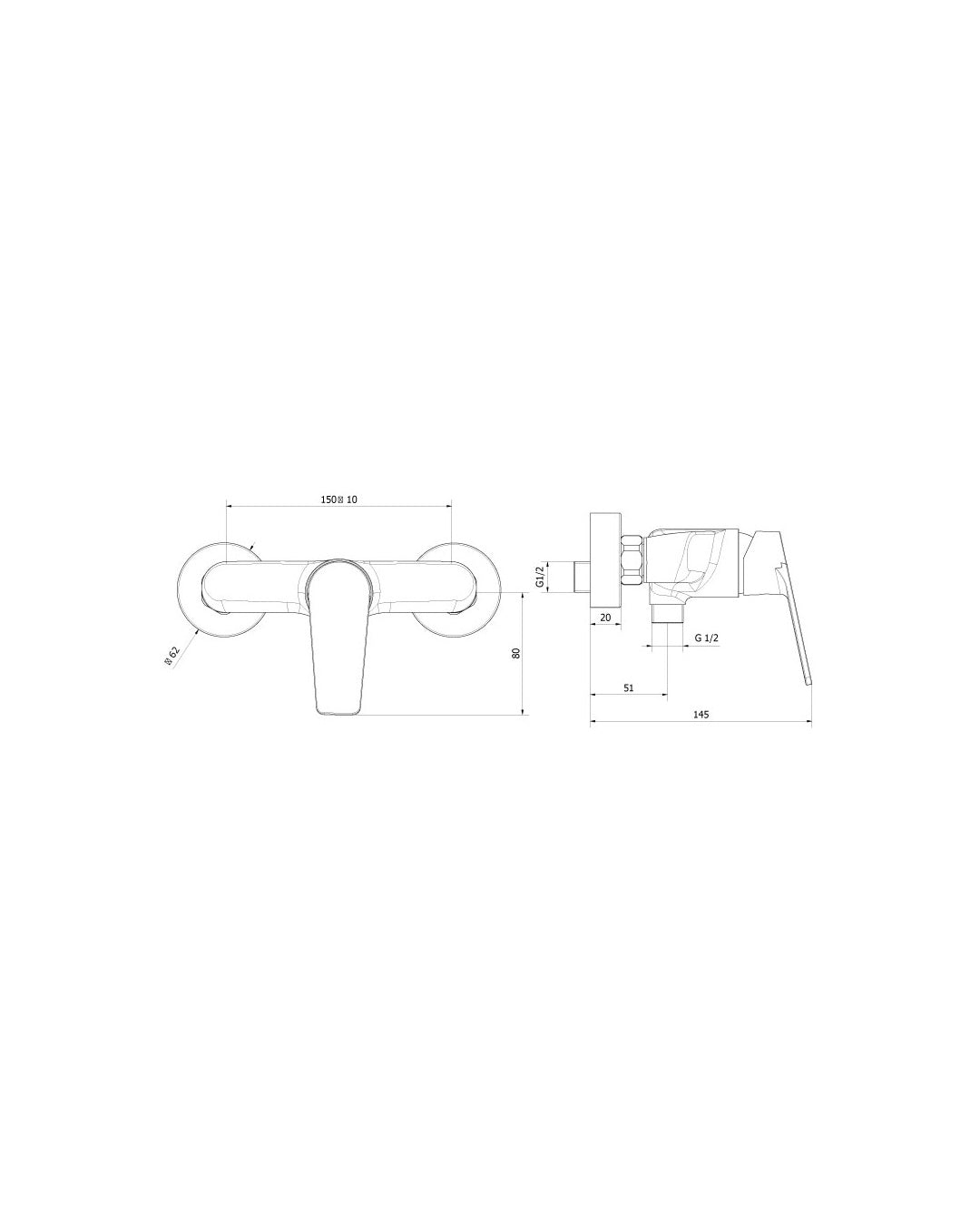 Theorem - Sonic shower mixer without chromed equipment - 8C21011-001