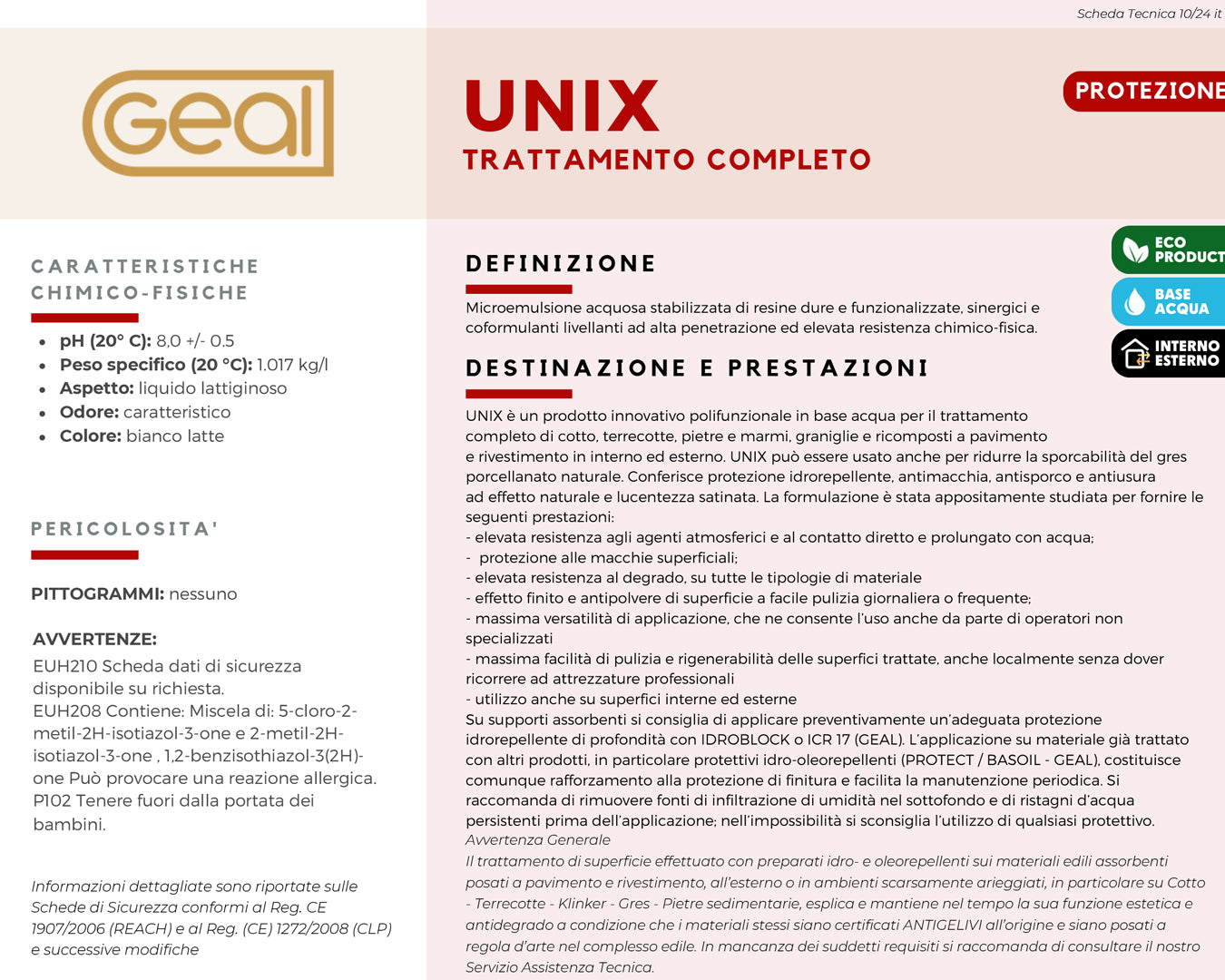 Geal Unix trattamento protettivo cotto pietra marmo gres 1L
