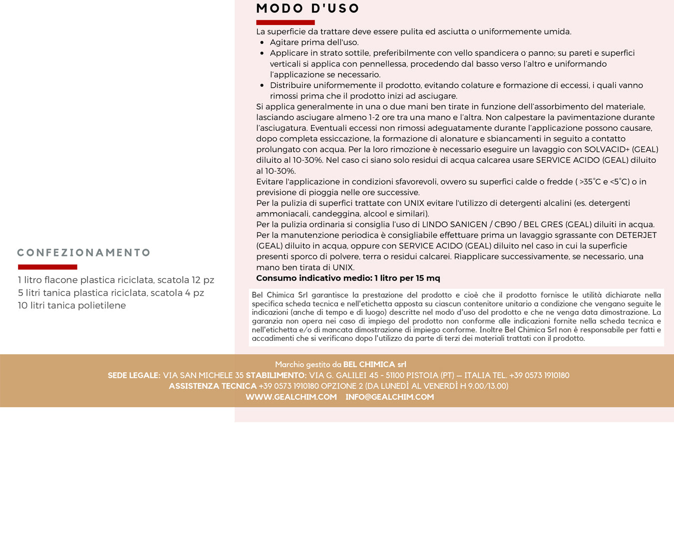 Geal Unix trattamento protettivo cotto pietra marmo gres 1L