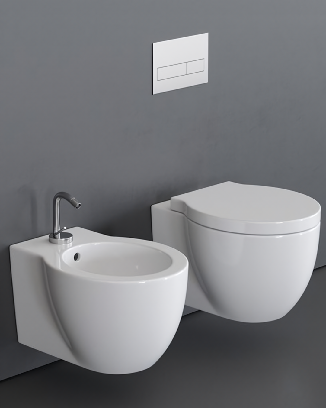 Cielo - Easy Evo - Kit Vaso, Bidet, Sedile chiusura normale, sospesi Bianco lucido