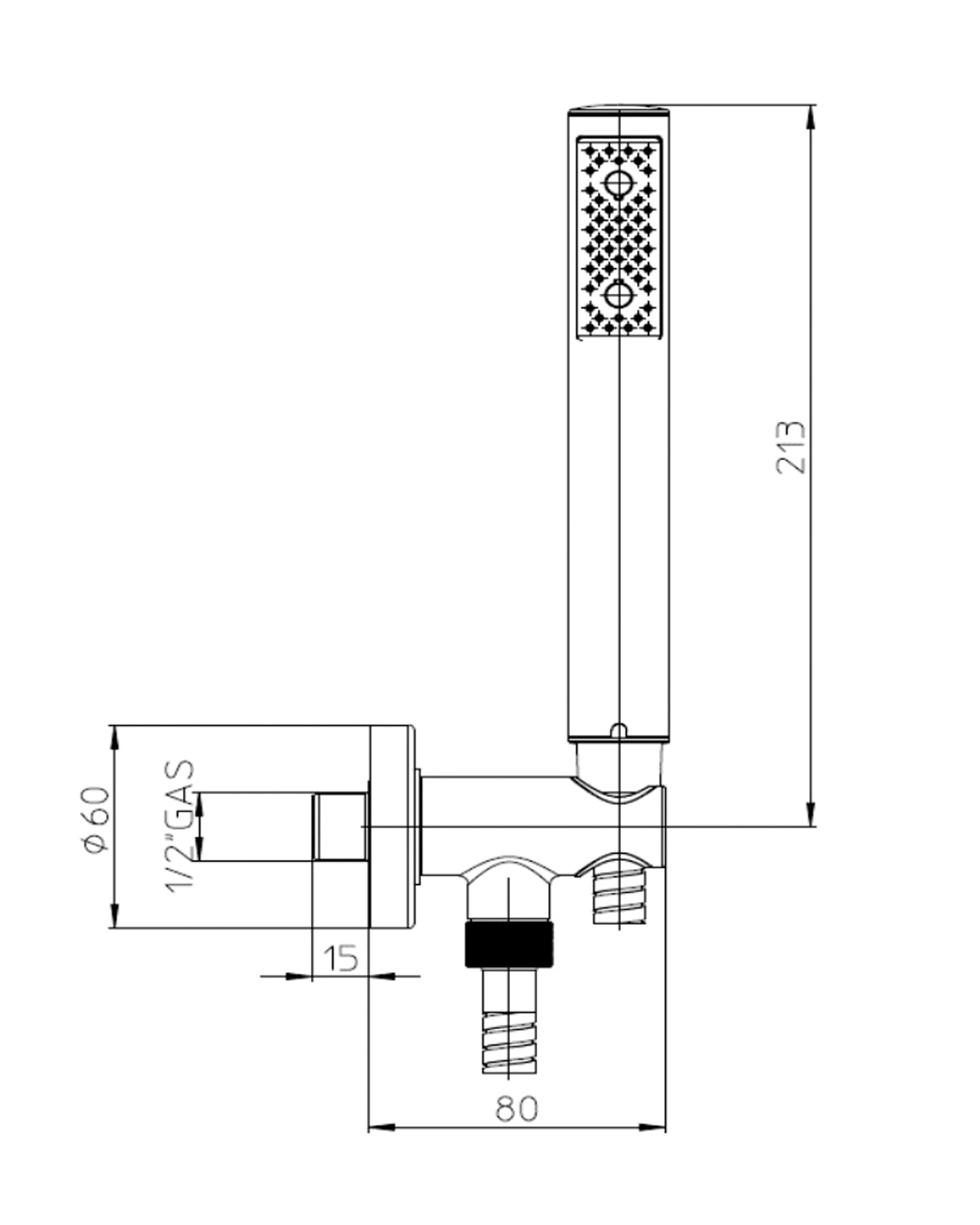 Bossini Zen Duplex shower set with support and water socket chrome