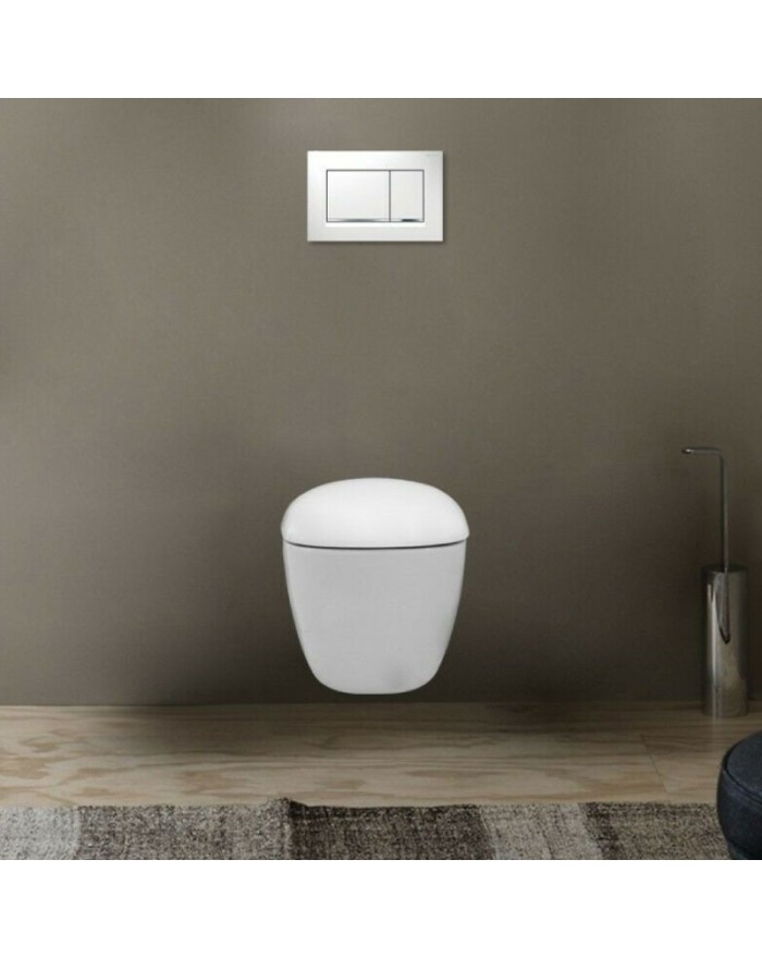 Geberit Citterio Rimfree® wall-hung washdown toilet set with soft-closing seat