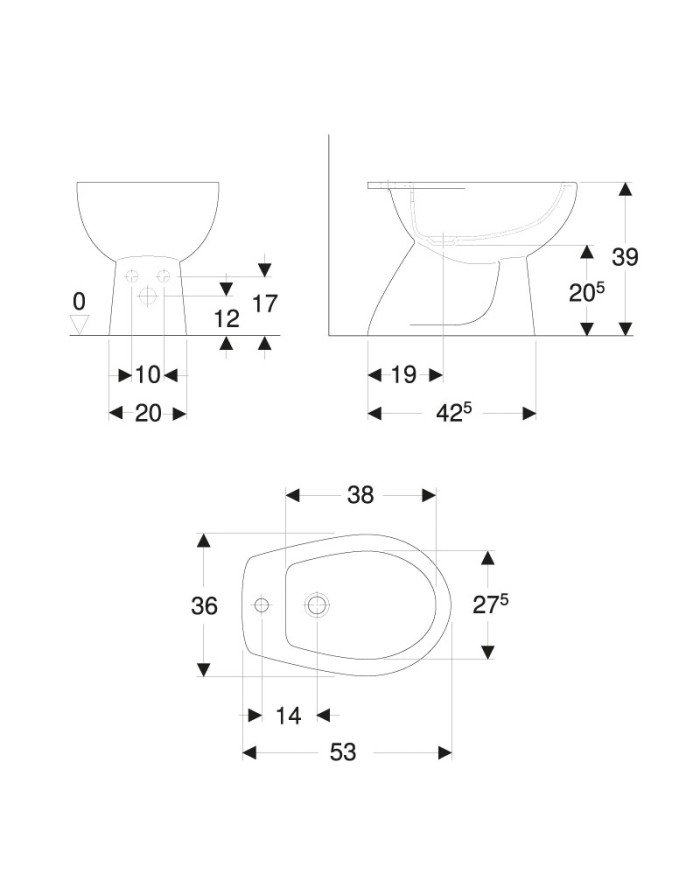 Geberit Colibrì Floor standing bidet white